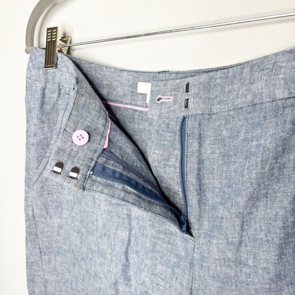 Boden Linen Cotton Blend 6" Classic Blue Short Womens Size 6 Slash Pockets - Picture 4 of 10
